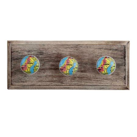 Sweden Map Ceramic Wooden Hooks